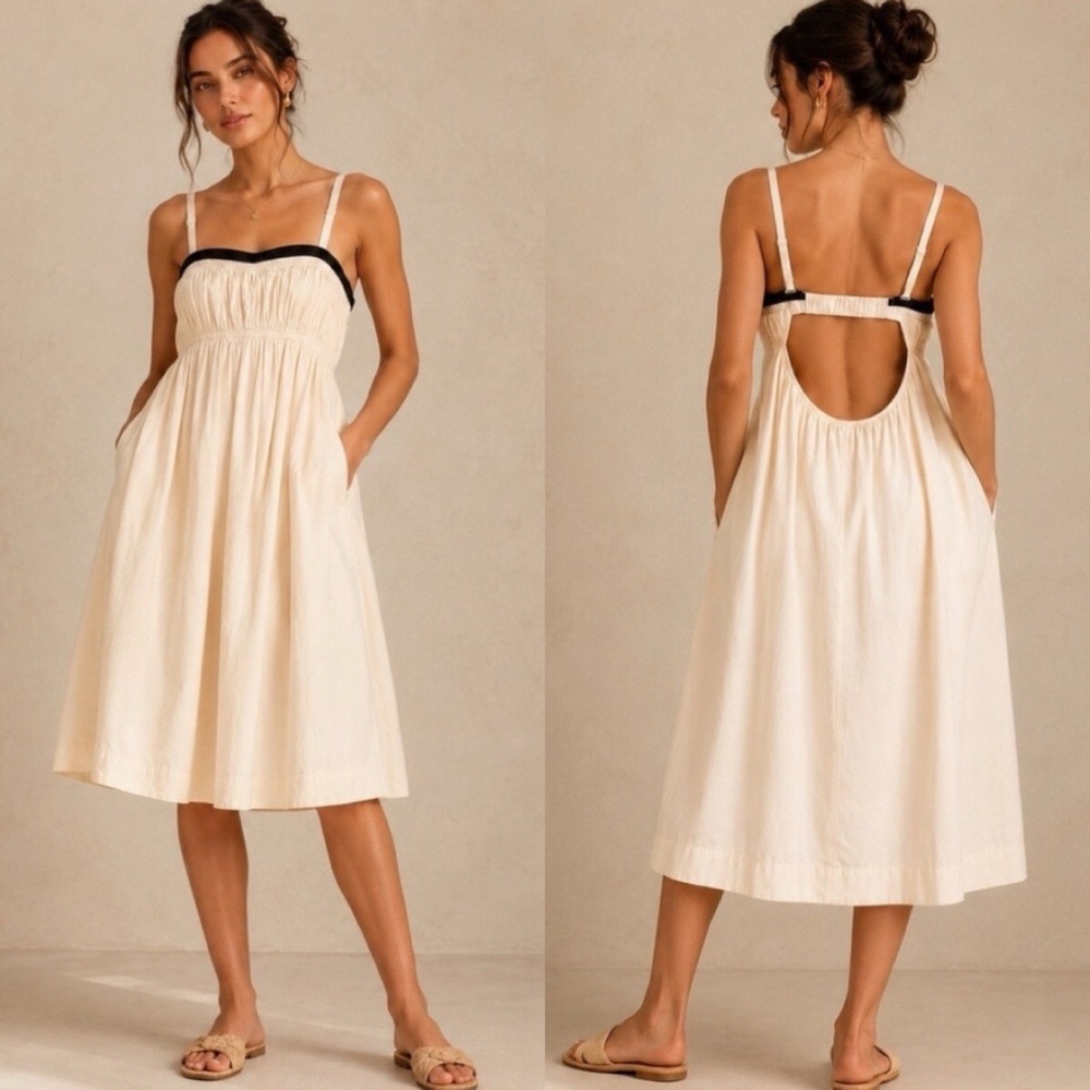 🆕 Anthropologie MAEVE Strapless Pintuck Open-Back 2-Way Dress S